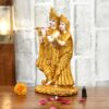 Radha Krishna ji Jugal Jodi Murti Poly Resin, Marble Crush for Home Mandir Temple Showpiece Idol Statue Gifts Home Decor Temple Pooja Golden