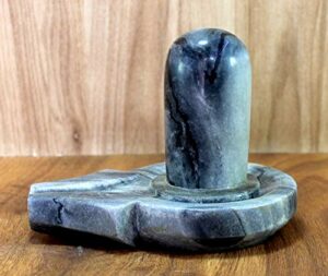 Natural Stone Shiva Lingam, Shiv Ling Idol or statue, for Daily Pooja ( 4.25" inches height)
