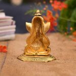 Metal Lord Ganesh Idol, 6.5 x 5 x 2.5 Inches, Golden