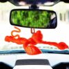 Present Orange Flying Lord Hanuman Idol Car Hanging Ornament, Pack of Two