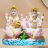 Marble Antique Creation Goddes Lakshmi Ganesh Statue Hand Painted Cultured Marble Lakshmi Ganesha Statues Pair of Idol Sculpture Lord Ganesha Laxmi murti for Diwali Pooja