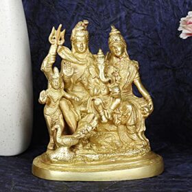 Brass Lord Shiva Parvati Kartikeya and Ganesha Murti Shiv Family Parivar Idol Statue for Home D?cor Mandir Temple Gift Showpiece 6 Inches Height