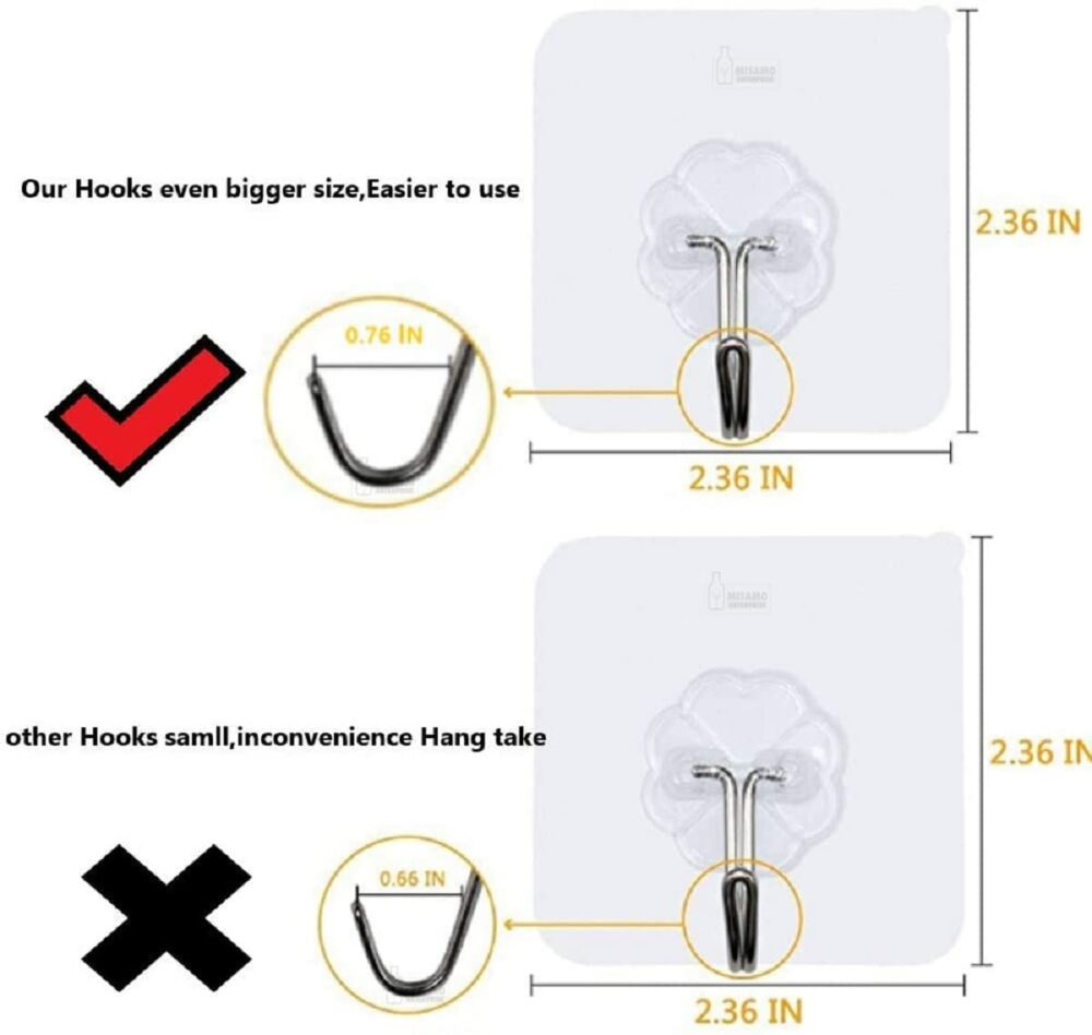 Misamo Enterprise PVC Wall Hooks, Pack of 15, Transparent - Image 2