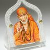 Acrylic Sai Baba Idol with Prayer Beads, 4 cm x 8 cm x 6.5 cm, Multicolour