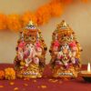 Laxmi Ganesh Pair Murti Terracotta Clay Idol Statue Showpiece for Home Decor Mandir Temple Pooja Room Table Office Gifts