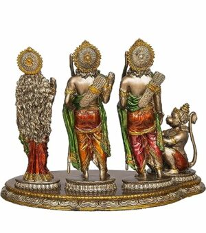 Polyresin Hindu Lord Ram with laxman and Goddess Sita Devi and Hanuman Statue for Pooja Room&Gift/murti Idol Home &Office Decor Home & Office Decor (9x7.5x5Inch)
