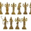 Brass Dashavatara Dasavatharam of Lord Vishnu Statues Ten Incarnations Avatars Idol Murti for Mandir Puja Temple -Height 6 Inch