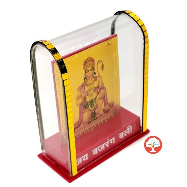 -Gold Plated Hanuman Ji Cabinet Showpieces with Clear Finishing for Car Dashboard,Home,Temple & Office
