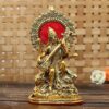 Premium Gold Plated Saraswati Idol Murti Statue for Home and Pooja Decor| Saraswati Murti for Gift, Brass