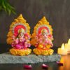Lord Laxmi Ganesha Pair (11.4 cm x 7.6 cm) Eco Friendly Murti Mitti Terracotta Clay Idol Statue Showpiece - Diwali Decoration Items for Home Pooja Room Living Room Gifting