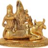Metal Shiv Parivar Murti Metal Shiva Parvati Ganesh Idol Shiv Parivar Murti Statue Shiva Idols Family Sitting On Nandi Showpiece Figurine shivling for Home puja, Gold