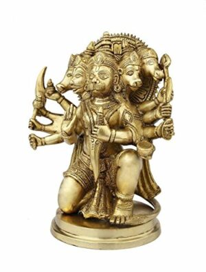 Panchmukhi Hanuman Ji Idol Statue for Hoem and Office Temple Puja Murti (12 Centimeters)