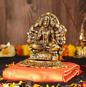 Panchmukhi Hanuman Murti | Statue for Home Decor, Gifting, Protection from Evil Eye, 14.7 cms( Gold)