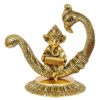 Metal Purely Handcrafted Ganesh Idol Ganpati Showpiece, Height 16 cm, Gold Antique, 1 Piece
