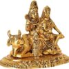 Metal Shiv Parivar Murti Metal Shiva Parvati Ganesh Idol Shiv Parivar Murti Statue Shiva Idols Family Sitting On Nandi Showpiece Figurine shivling for Home puja, Gold
