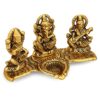 Diwali Gift Items Laxmi Ganesh Saraswati Metal Murti Idol with Diya Showpiece, Diwali Decoration Items for Home Decor, Diwali Gift for Family Friends and Corporate Office,Golden Pooja