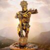 Marble Dust and Resin Lord Bahubali Hanuman Idol Statue Bajrang Bali Murti Showpiece, Height 7.48 Inch, Gold Antique?