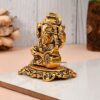 Designer Metal Lord Ganesha Statue Golden Brass Hindu God Ganesh Ganpati Sitting Idol Blessing Ganpati Sculpture for Home Diwali Puja Home Decoration Festival Gifts