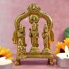 Brass Lord Ram Darbar Murti | Rama Sita Lakshman Hanuman Statue | Ram Parivar Murti for Home Temple | Small Size 4 Inch Approx