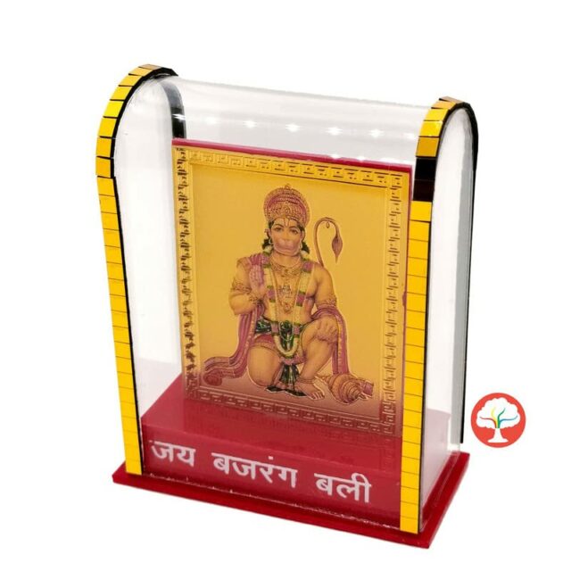 -Gold Plated Hanuman Ji Cabinet Showpieces with Clear Finishing for Car Dashboard,Home,Temple & Office