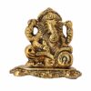 Designer Metal Lord Ganesha Statue Golden Brass Hindu God Ganesh Ganpati Sitting Idol Blessing Ganpati Sculpture for Home Diwali Puja Home Decoration Festival Gifts