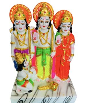 Marble Look Ram Darbar Statue Murti Idol for Pooja Room Home Temple 6 Inch(Multicolour) (Resin, 6")
