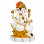 Marble Dust Lord Ganesha Idol, 9.5 Inches, Multicolor, 1 Piece