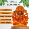 Panchmukhi Hanuman Statue Resin 6 Inch Orange Idol for Home Office Pooja Temple Decoration Vastu Gift