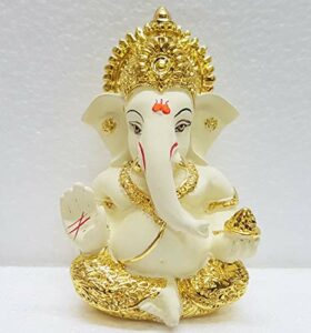 Gold and Silver Plated Ganesha Idol (Gold and Off White)