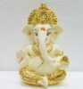 Gold and Silver Plated Ganesha Idol (Gold and Off White)