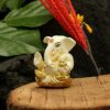Ganesh Idol Murti for Car Dashboard Gift Gold Plated Ceramic Lord Ganesha Idols Showpiece for Home Pooja Room Mandir Puja Decor