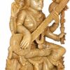 Saraswati - The Goddess of Art, Music and Wisdom - Wood Statue from South India