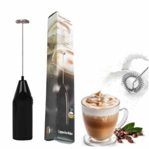Electric Milk Frother with Stand Handheld Whisk Beater Foam Maker for Mocktails Coffee Latte Matcha Foamer Cappuccino Lemonade - (Batteries are Not Included) (Charcoal Black)