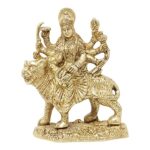 Brass Idol of Goddess Devi Durga Sherawali, 4x2x6 Inch, 850g