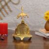 Metal Singhasan Oval Shaped for Ganesha Krishna God Idols - Gold Plated Ladoo Gopal Pooja Chowki for Temple Mandir Puja Idol Decoration Items (1 Pieces)