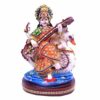 Goddess Maa Saraswati Idol, Saraswati Studydevi Murti Figurine Religious Pooja Gift Items and Murti for Mandir/Temple/Home/Office (Stone Work)(Orange Color)(HXWXL-19CMX12CMX07CM)(Resin)