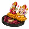 Polyresin Laxmi Ganesha Pair Idol Showpiece Sculpture Statue Lakshmi Ganapati Murti with Pavti for Home D?cor and Gift (Multicolour)