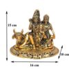 Metal Shiv Parivar Murti Idol, Shiva Parvati Ganesh on Nandi Idol Showpiece, Height 15 cm, Gold Antique,1 Piece