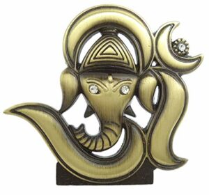 Lord OM Ganesh Idol | OM Ganesha Idol | Ganpati Vinayaka (R-61) Green Metal Statue for Car Dashboard | Mandir Murti | Home Decor | Office Table Showpiece (L*B*H-6.7 x 0.3 x 6.2 Cm)