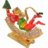 Flying Lord Hanuman Idol | Bajrang Bali Idol (R-135) Red Metal Statue for Car Dashboard | Mandir Pooja Murti | Temple Puja | Home Decor | Office Table Showpiece (L*B*H-6.2 x 0.5 x 5 Cm)