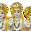 Golden Plated Ram Darbar Murti for Home Temple Marble Big | Handmade Lord Ram Darbar Idol Showpiece (6.5 Inches)