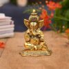 Metal Lord Ganesh Idol, 6.5 x 5 x 2.5 Inches, Golden (Model Number: GBS211)