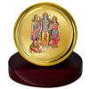 Lord Rama Darbar Gold Plated Metallic Car Frame, Table Decor| MCF 1C Classic Lord Rama Darbar and 24K Gold Plated Foil| Religious Frame Idol for Pooja, Worship, Gifts Items (5.5X 5.0 CM)