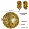 Golden Color Plated Aluminium Laxmi Ganesha Idol with Platter Plate for Puja and Diwali Decorations