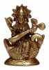 Elite Brass Statue/Idol of Goddess Saraswati, Product Dimensions (LxBxH - 2.5 x 1.25 x 3.25) Inches; Weight - 275 GMS, Weight - 300 GMS