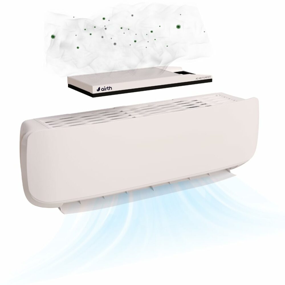 AiRTH Air Purifier for AC [Summer Version; when AQI<300], HEPA AC Filter for Home & Office, Upgrades AC into Air Purifier, Protection from PM2.5, PM10, Virus & Allergy, CAM-white