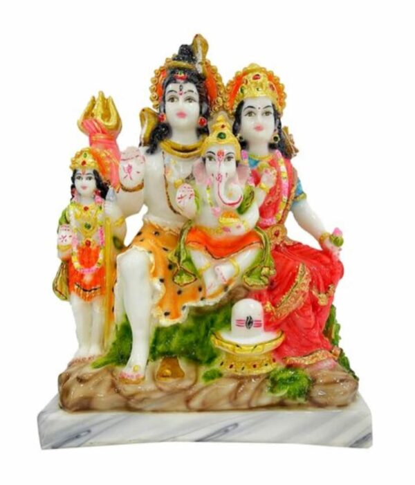 Mrable Dust Lord Shiv Parivar Family Murti Statue Shiva Parivar Idol for Home Pooja Temple Office Decor Idol 11 Inch