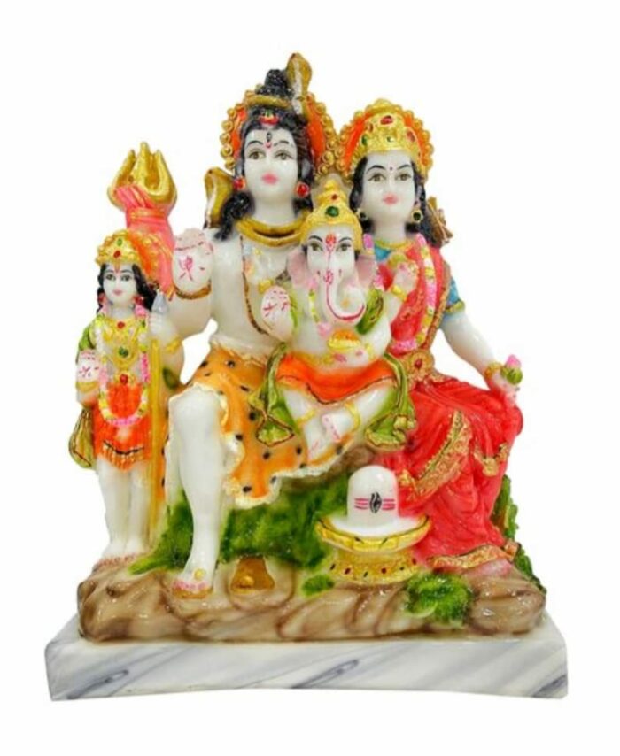 Mrable Dust Lord Shiv Parivar Family Murti Statue Shiva Parivar Idol for Home Pooja Temple Office Decor Idol 11 Inch