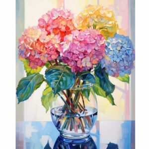 HASTHIP? DIY 5D Diamond Painting Art Craft Kit DIY Diamond Painting Material Kit for Kids & Adultes 12x16inch Color Hydrangea Art Diamond Painting Wall Decor No Frame DIY Diamond Painting Art Kit
