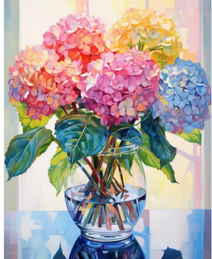 HASTHIP? DIY 5D Diamond Painting Art Craft Kit DIY Diamond Painting Material Kit for Kids & Adultes 12x16inch Color Hydrangea Art Diamond Painting Wall Decor No Frame DIY Diamond Painting Art Kit